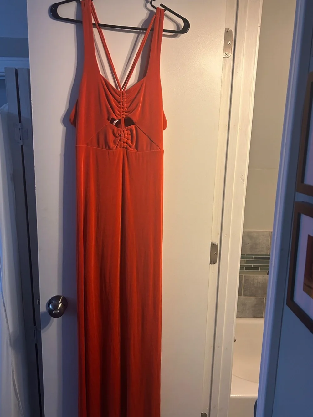 EUC Free People Orange hypnotized cutout maxi dress size medium